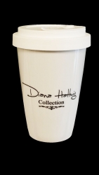 Kaffee Becher mit Diana Hattwig SCHWARZEM DECKEL